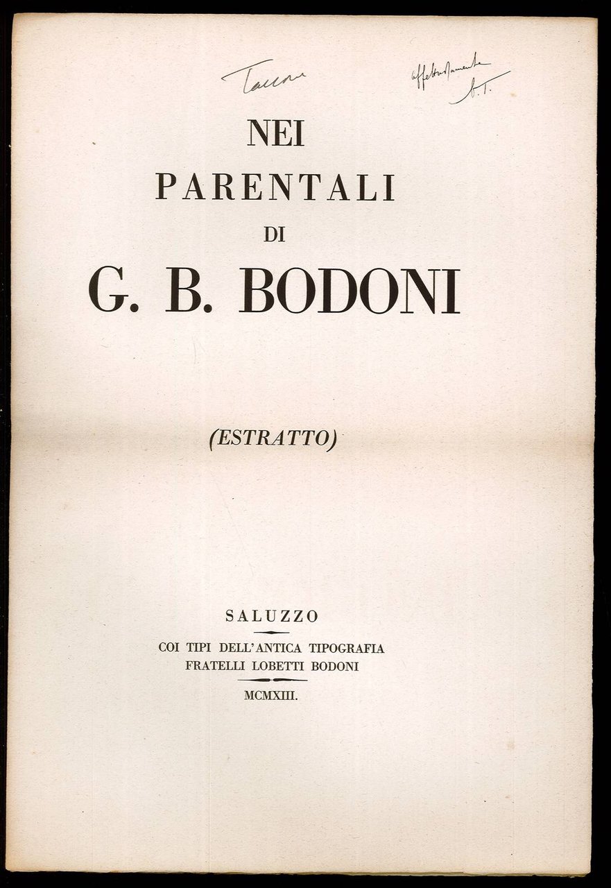 Nei parentali di G. B. Bodoni