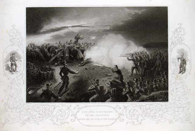 Night scene in the trenches before Sebastopol attack and repulse …