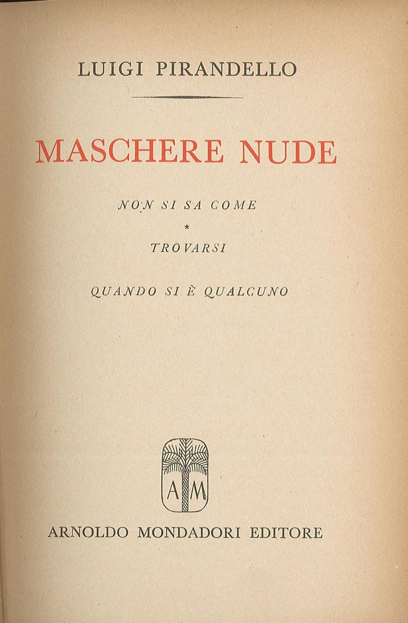 Non si sa come, Trovasi quando si è qualcuno (Maschere …