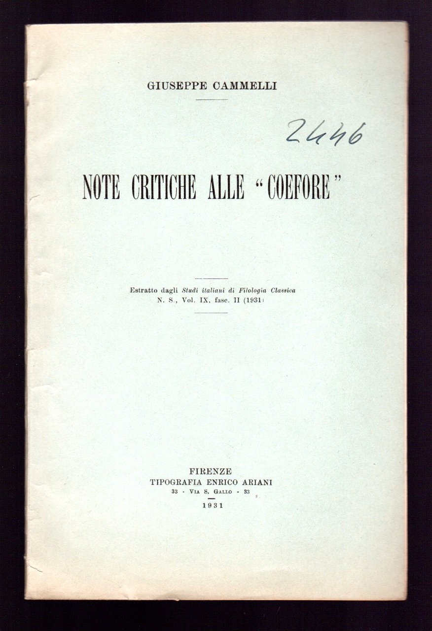 Note critiche alle "Coefore"