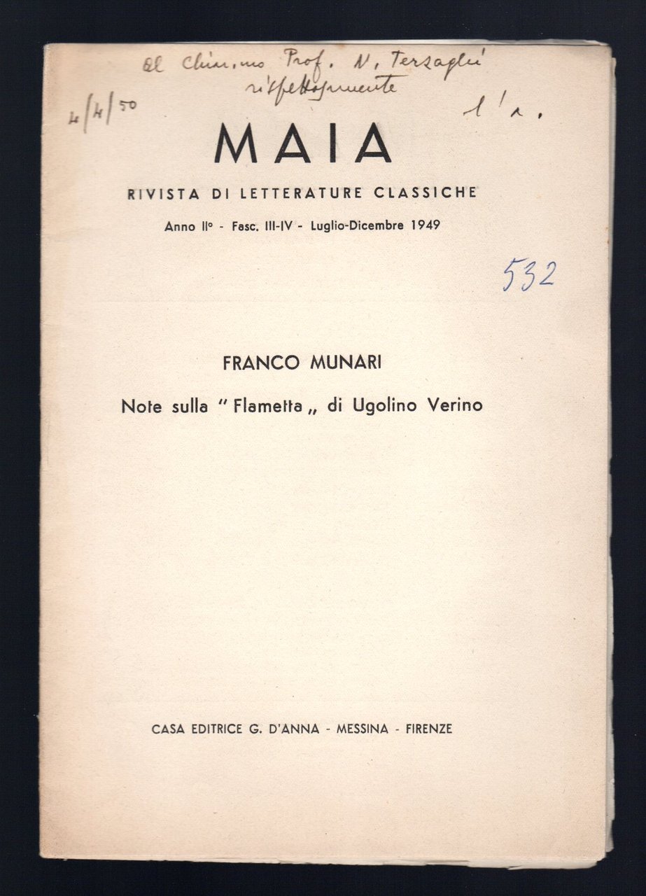 Note sulla "Flammetta" di Ugolino Verino