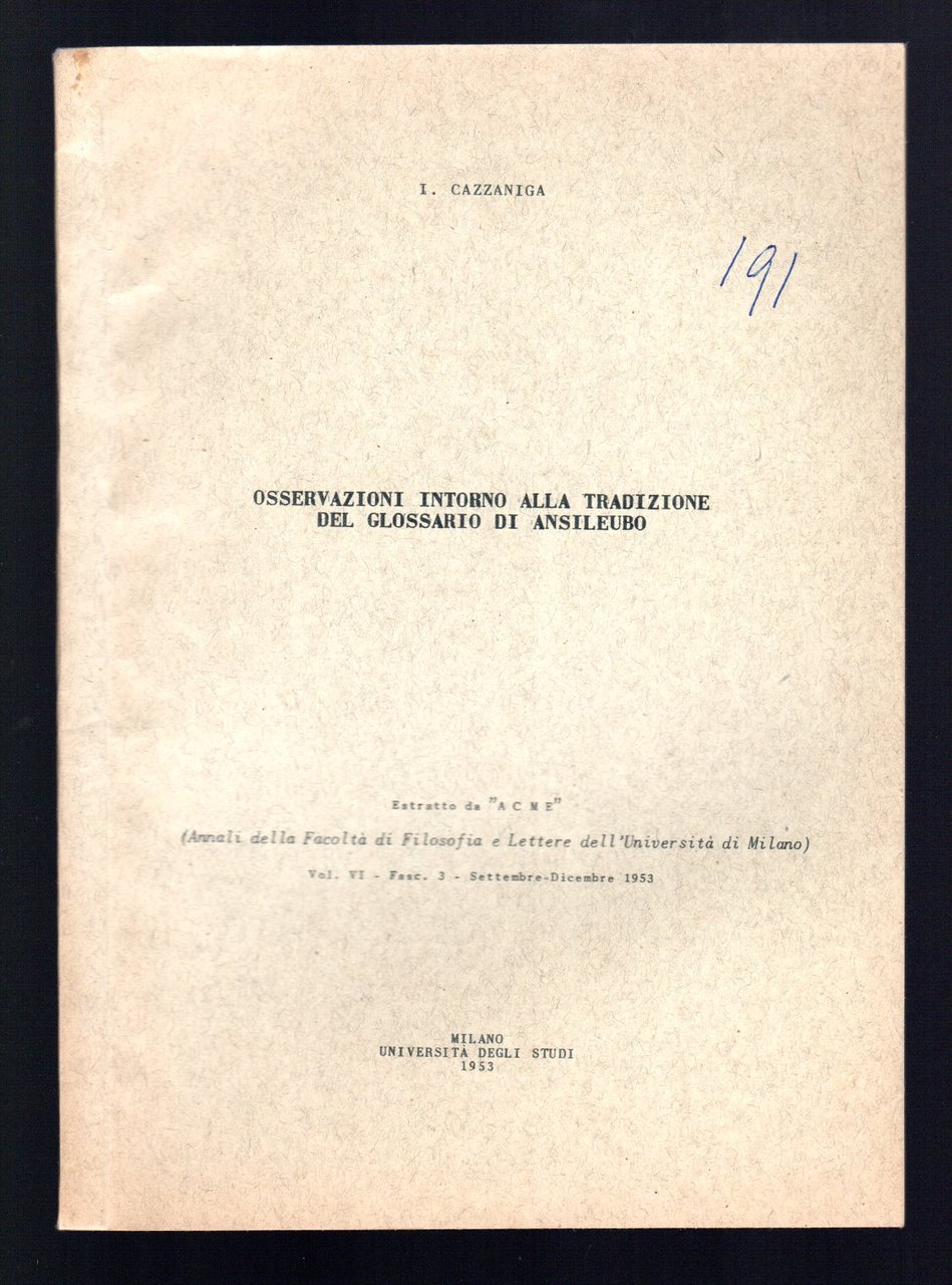 Osservazioni intorno alla tradizione del glossario di Ansileubo