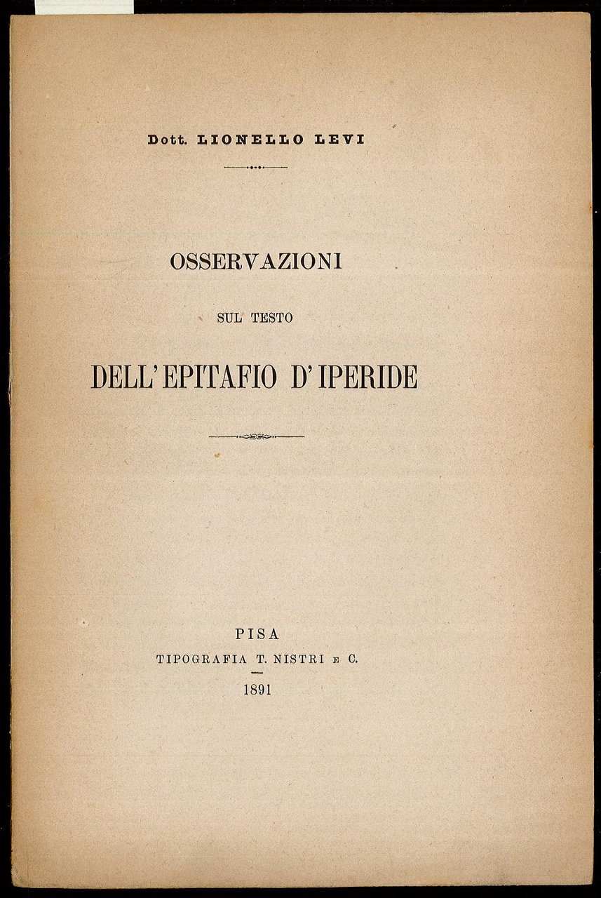 Osservazioni sull’epitafio di Iperide
