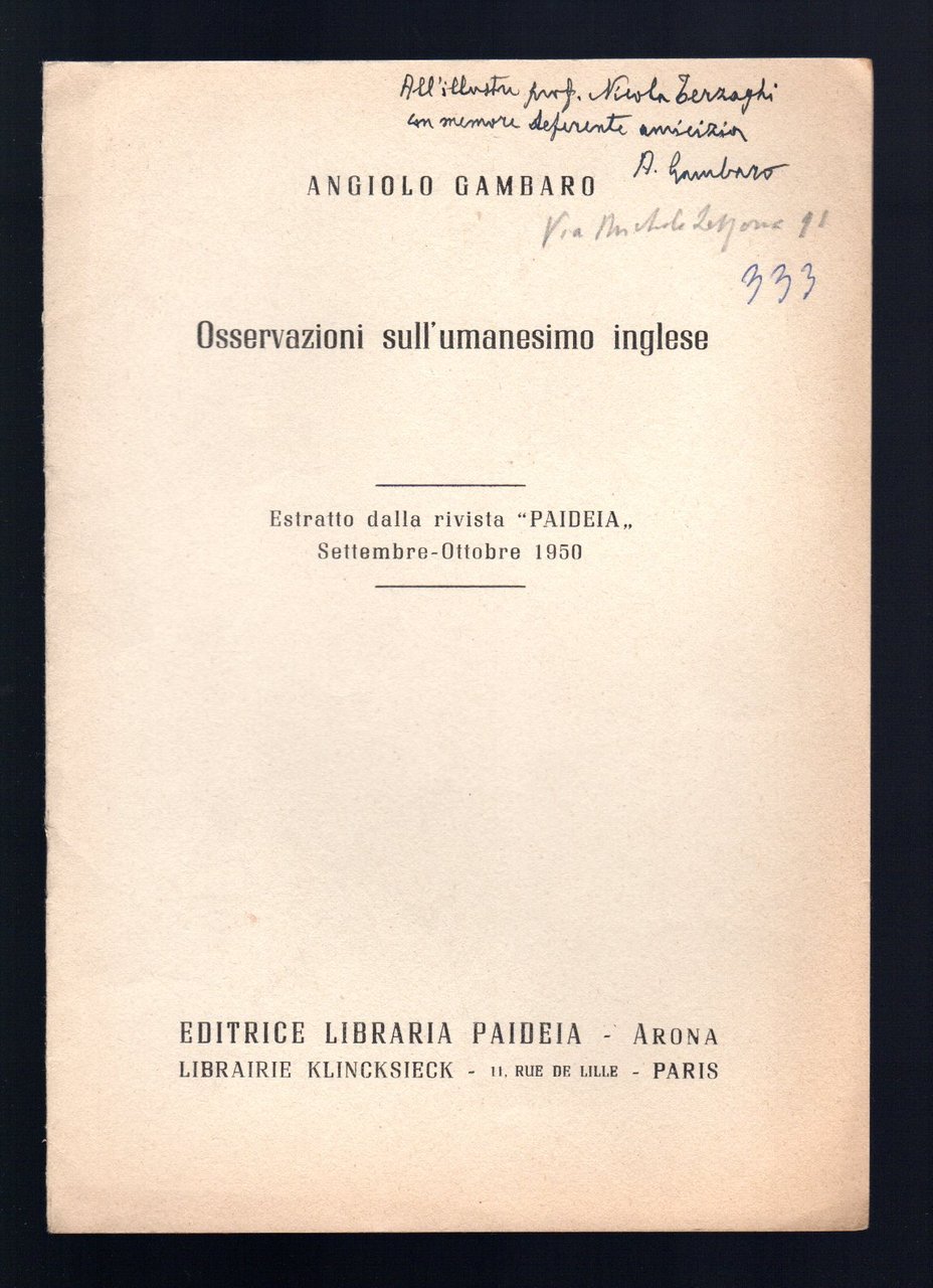 Osservazioni sull'Umanesimo inglese