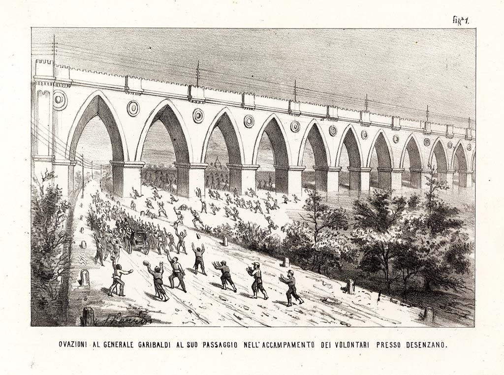 Ovazioni al Generale Garibaldi al suo passaggio nell'accampamento dei volontari …