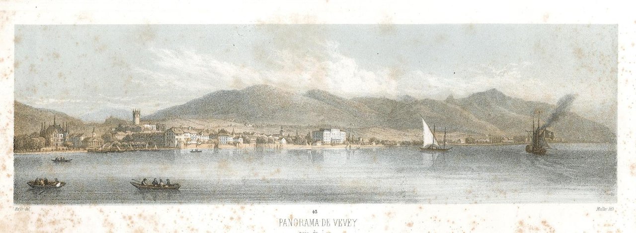 Panorama de Vevay pris du Lac