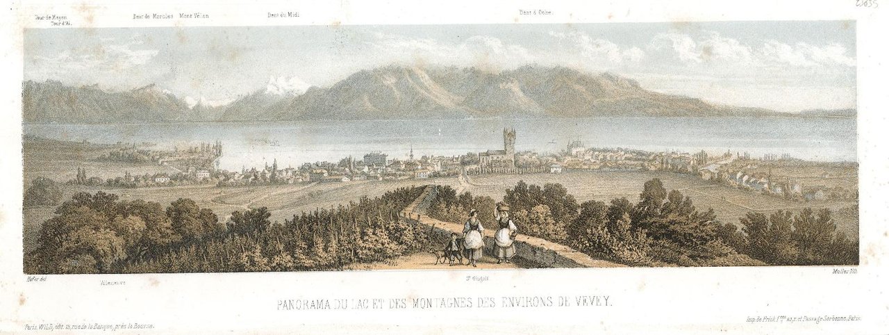 Panorama du lac et des montagnes des environs de Vevey