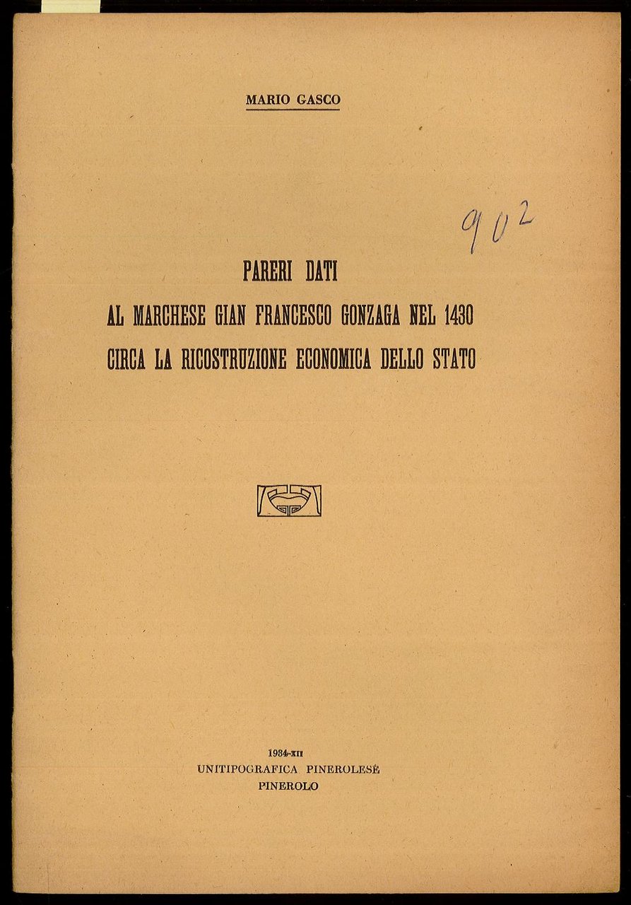 Pareri dati al Marchese Gian Francesco Gonzaga nel 1430 circa …