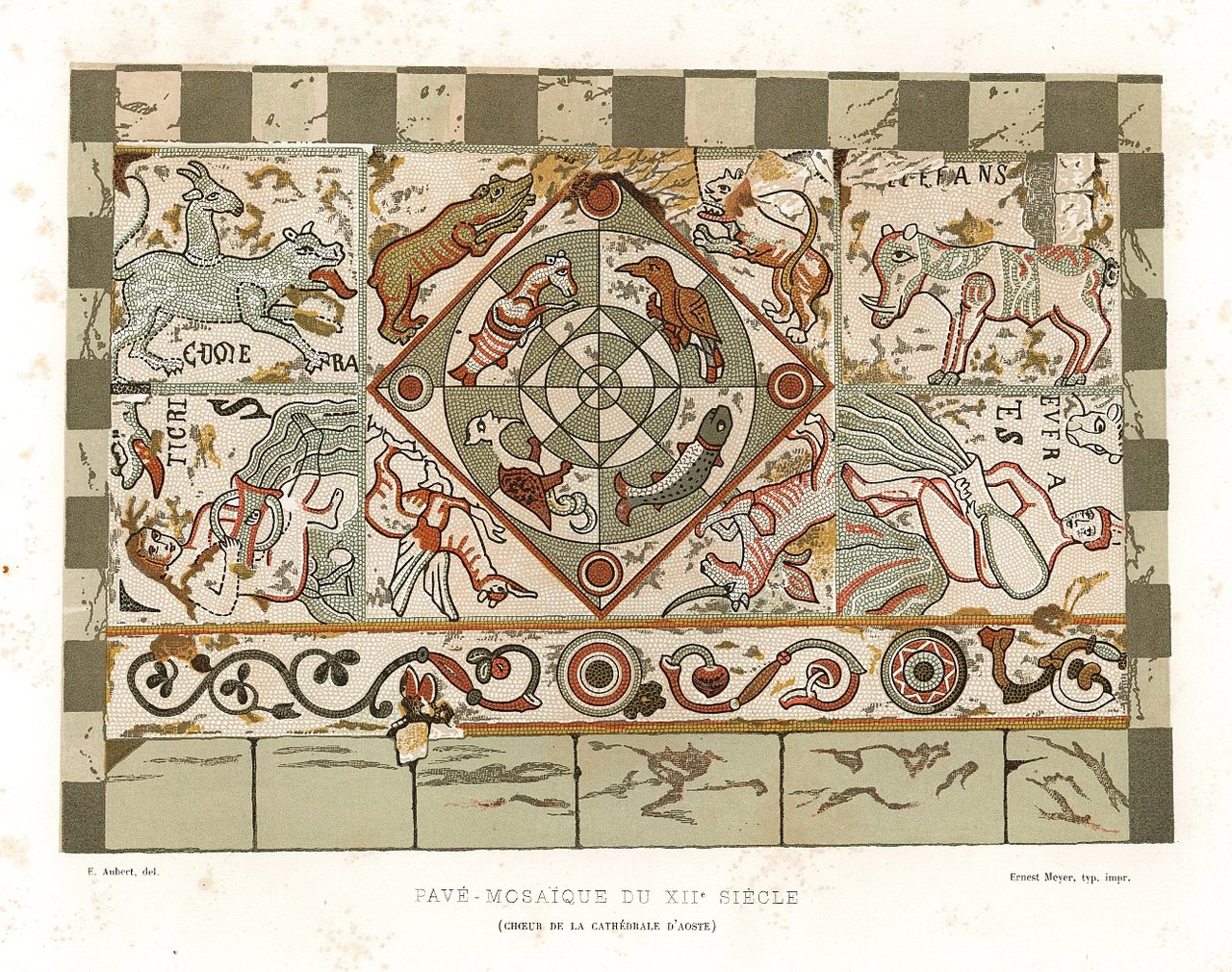 Pavé - mosaique du XII° Siècle (Choeur de la Cathédrale …