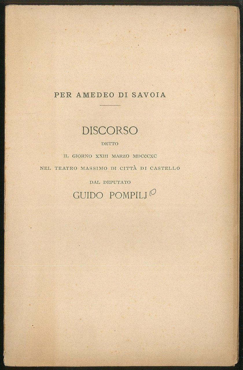 Per Amedeo di Savoia
