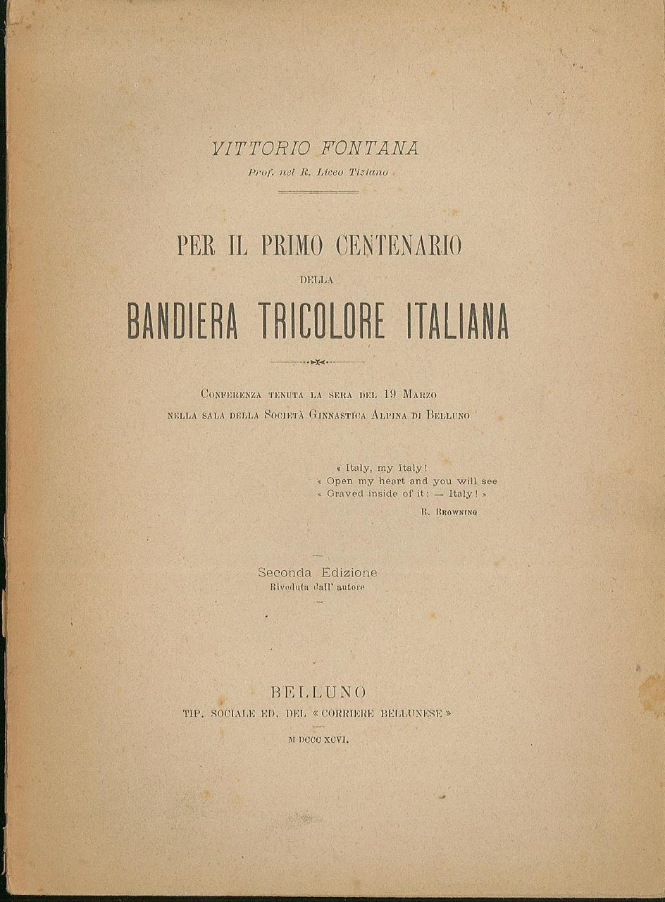 Per il primo centenario della bandiera tricolore italiana