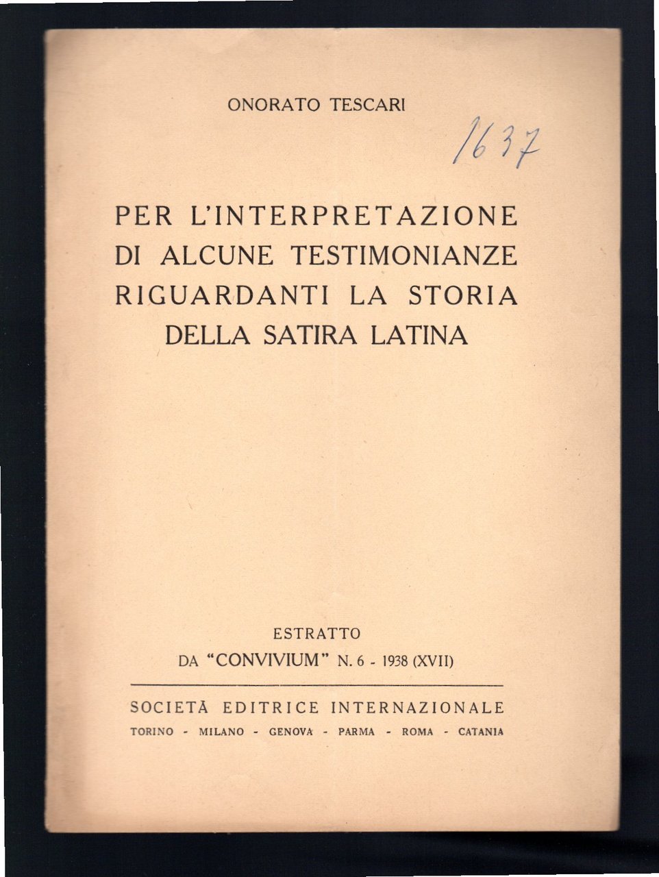 Per l'interpretazione di alcune testimonianze riguardanti la storia della satira …