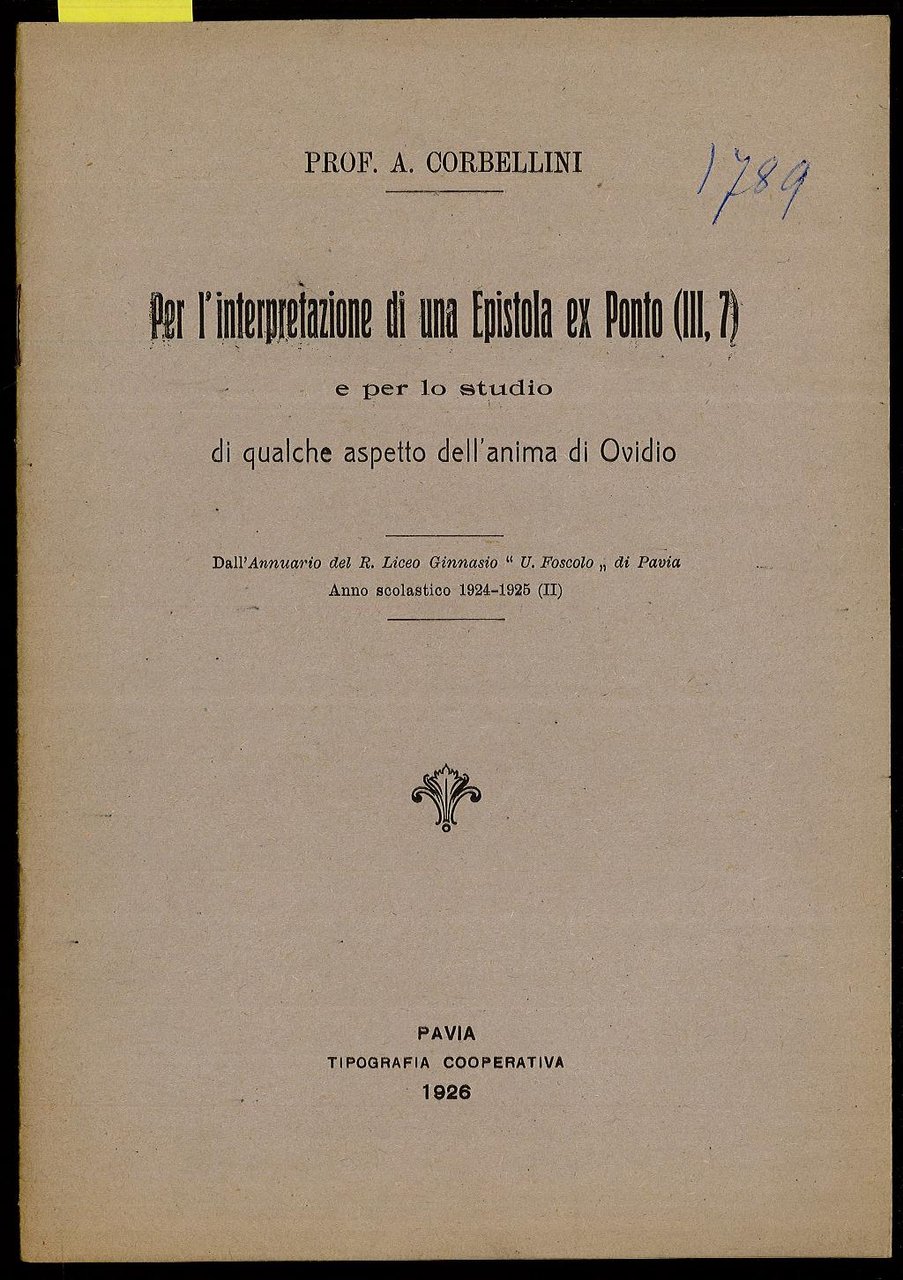 Per l’interpretazione di una Epistola ex Ponto (III,7) e per …