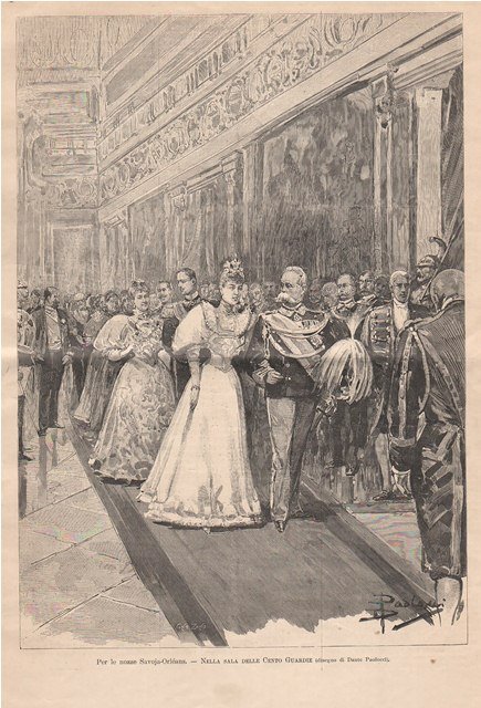 Per le nozze Savoja-Orleans - Nella sala delle Cento Guardie