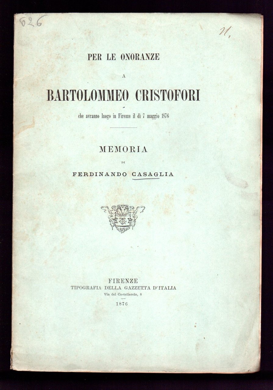 Per le onoranze a Bartolommeo Cristofori - Memoria