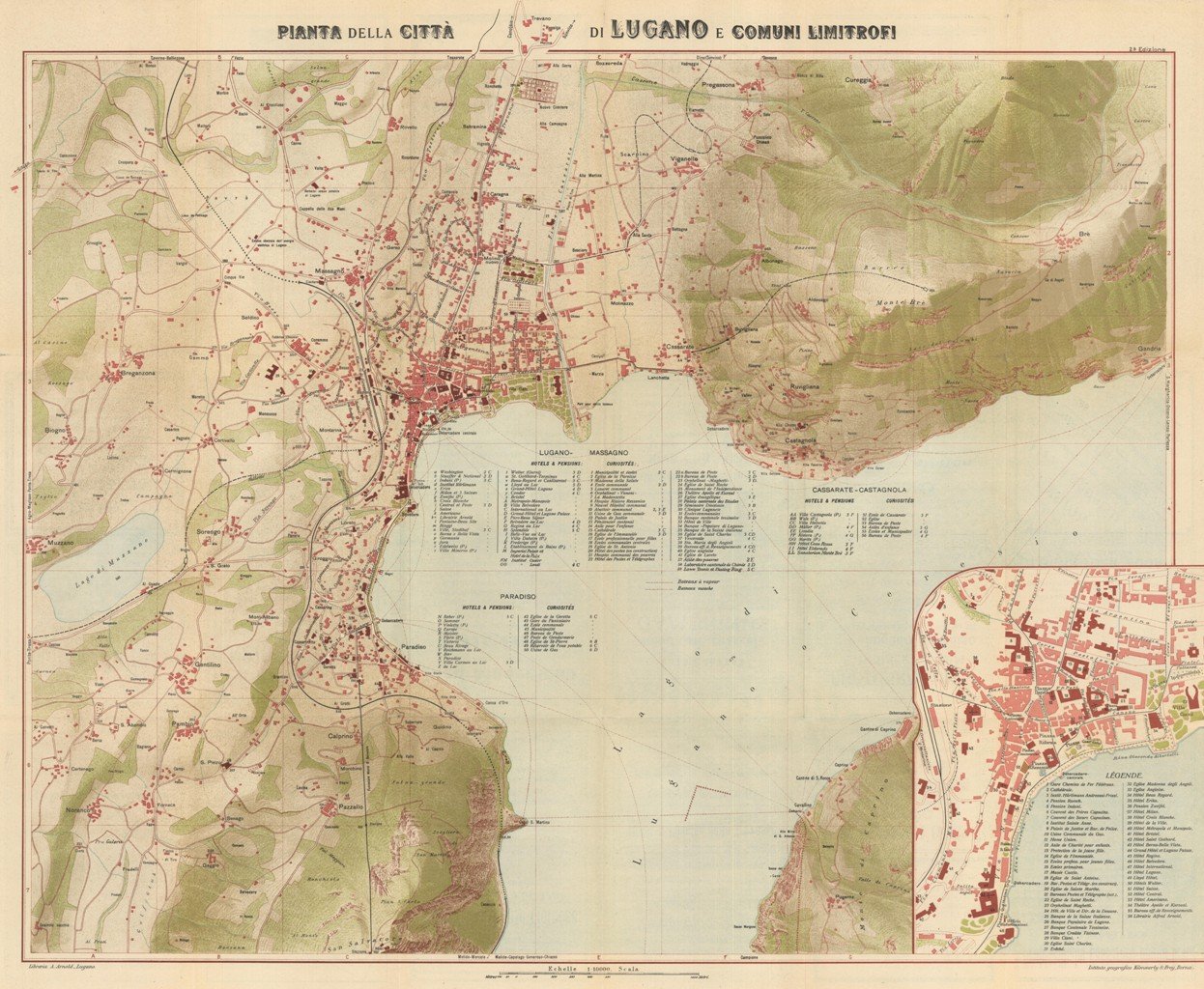 Pianta della Città di Lugano e comuni limitrofi