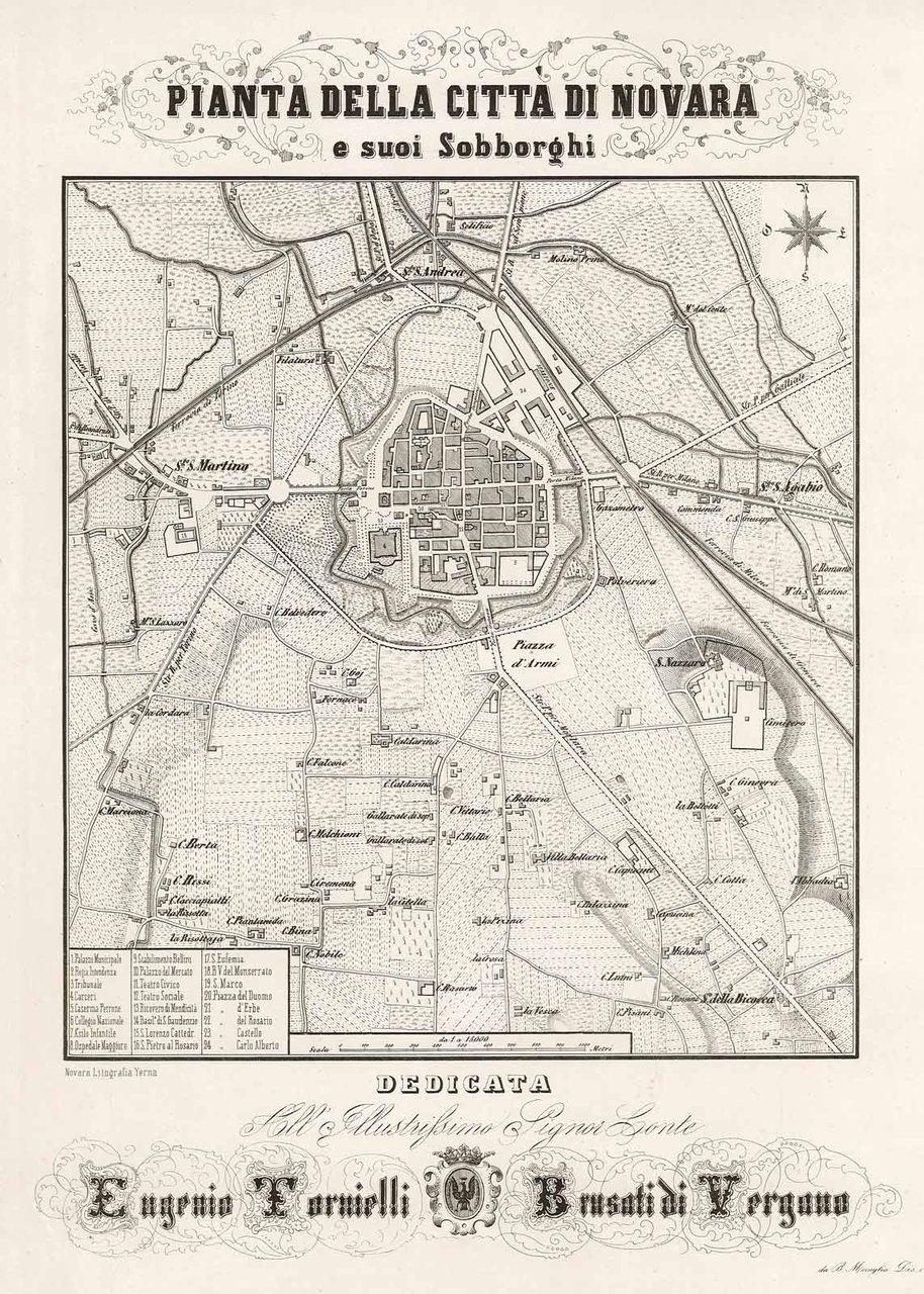 Pianta della città di Novara e suoi sobborghi