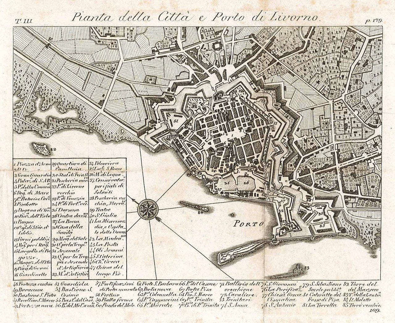 Pianta della Città e Porto di Livorno