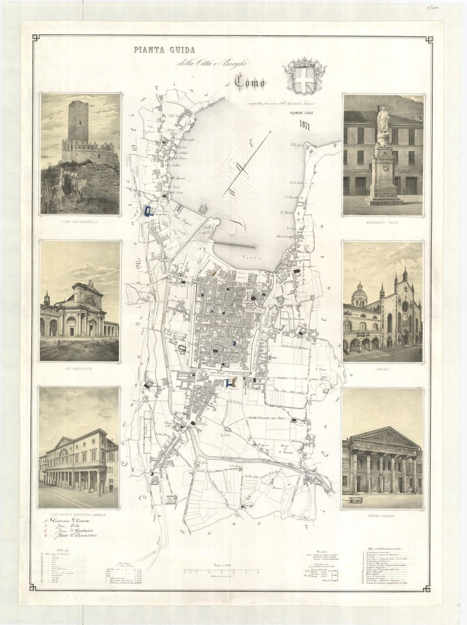 Pianta guida della Città e Borghi di Como | Immagine principale