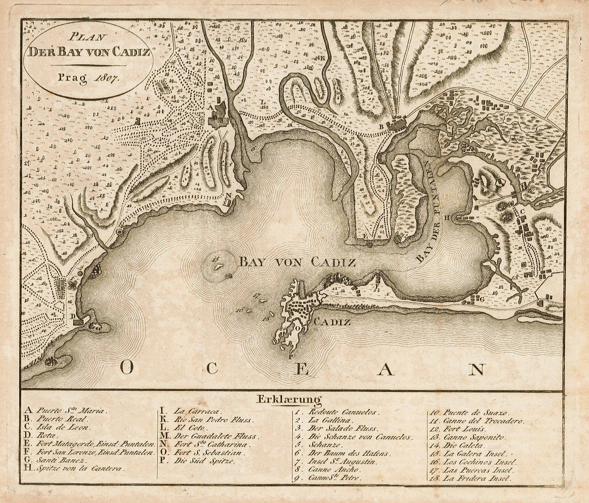 Plan der Bay von Cadiz