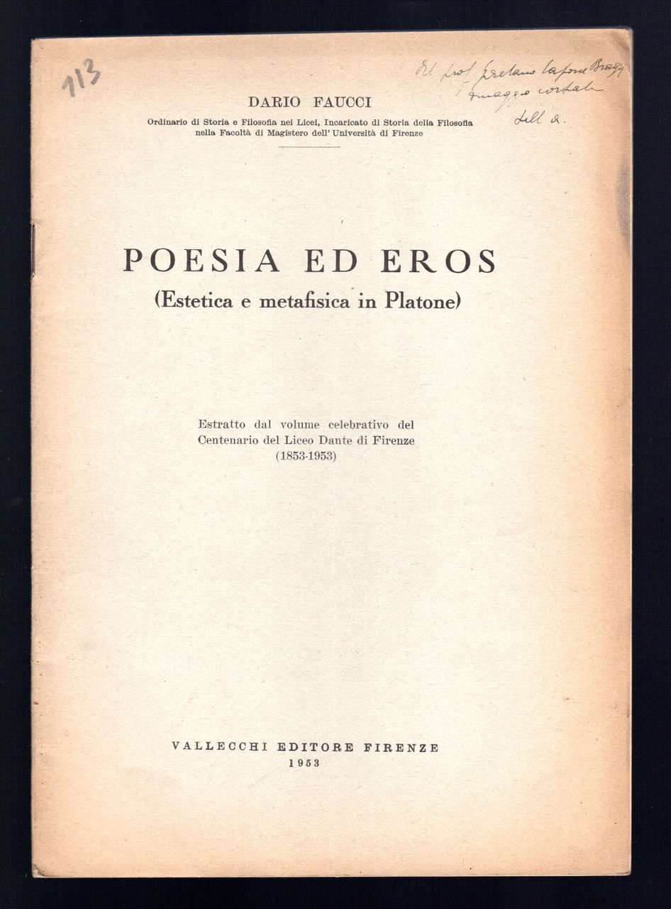 Poesia ed Eros (estetica e metafisica in Platone)