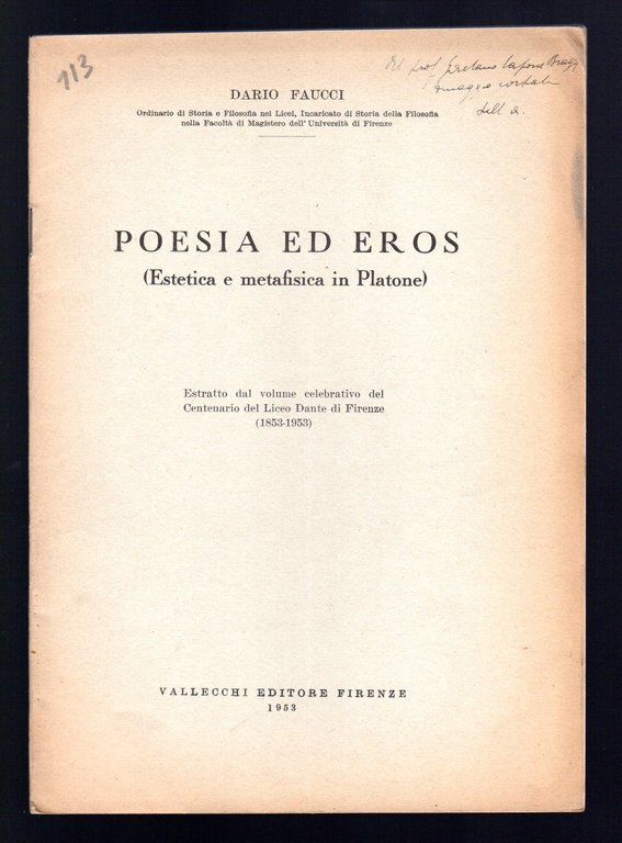 Poesia ed Eros (estetica e metafisica in Platone)