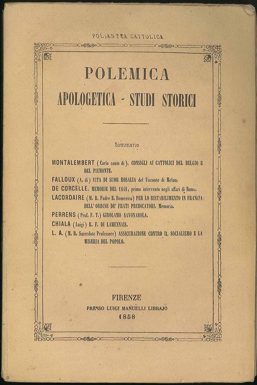 Polemica apologetica - studi storici