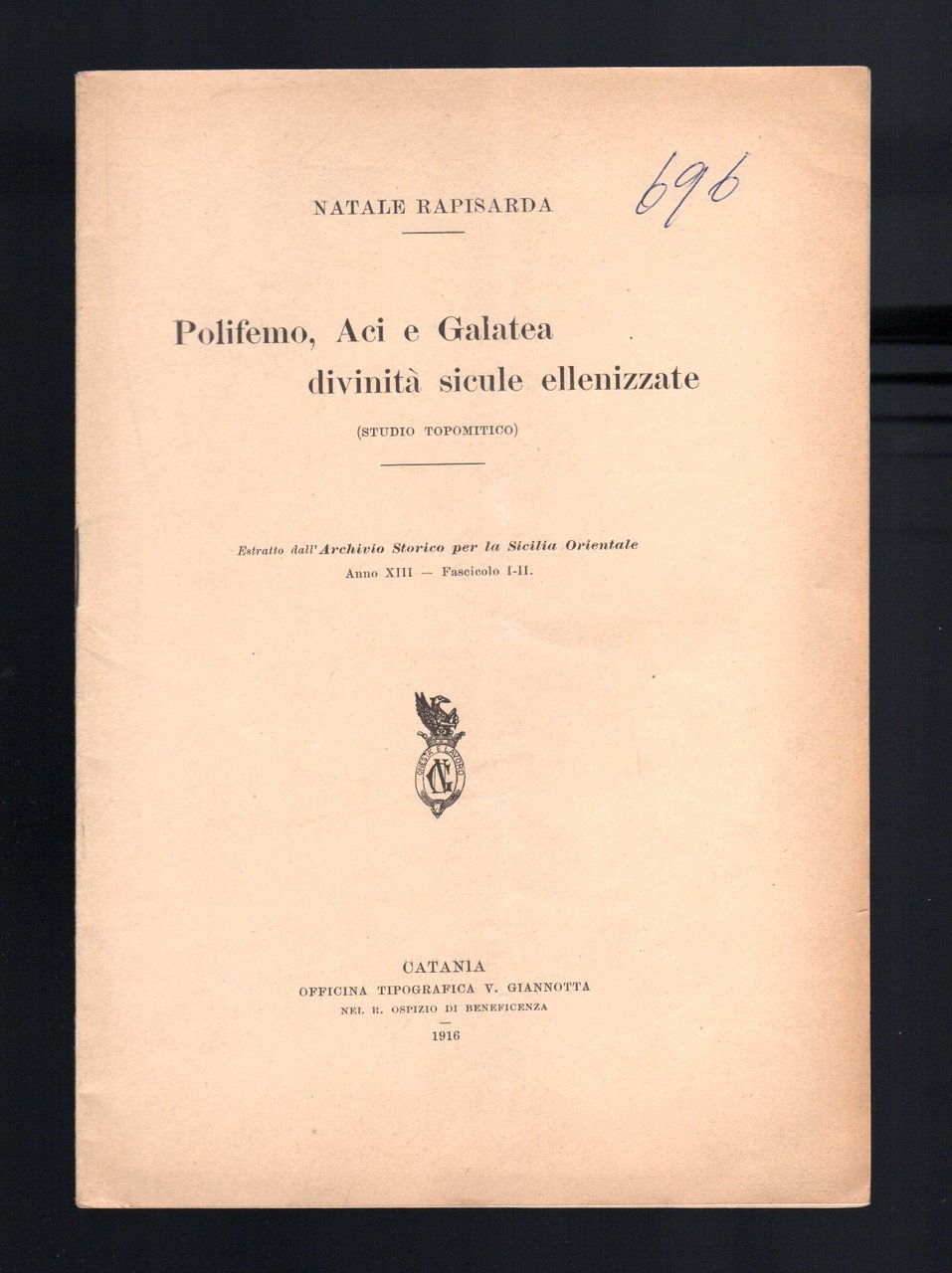 Polifemo, Aci e Galatea. Divinità sicule ellenizzate (studio topomitico)