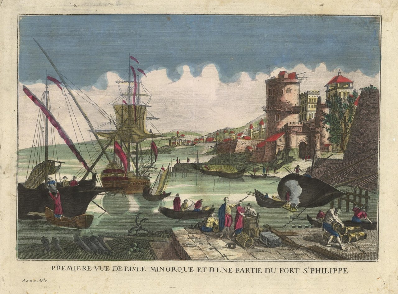 Primiere vue de l'isle Minorque et d'une partie du Fort …