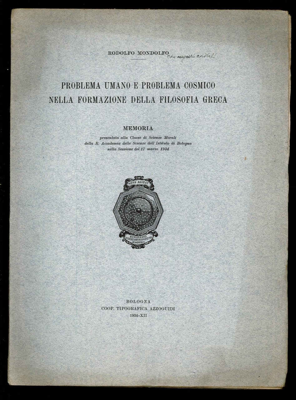 Problema umano e problema cosmico nella formazione della Filosofia greca