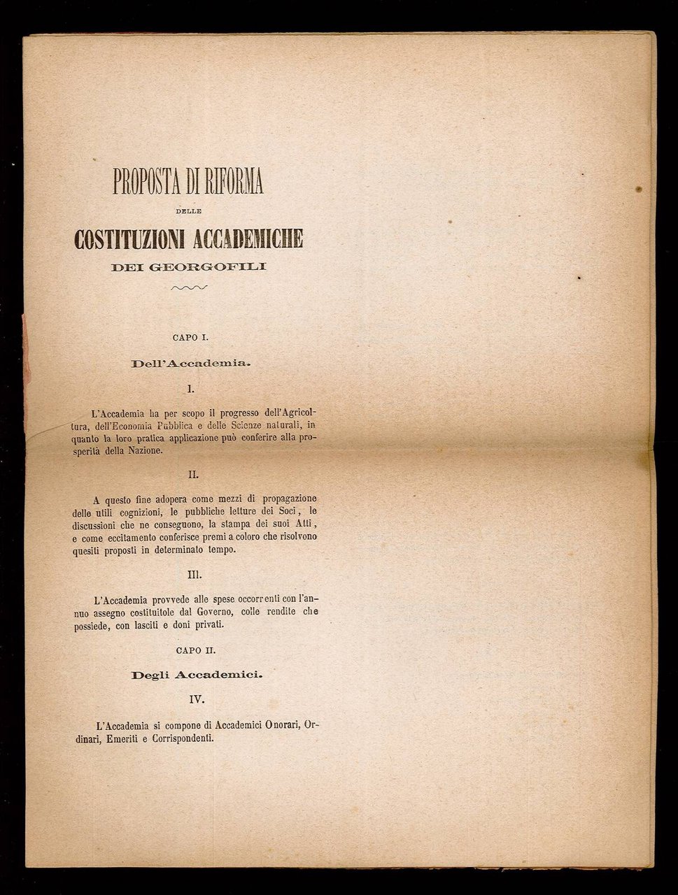 Proposta di riforma delle Costituzioni accademiche dei Georgofili