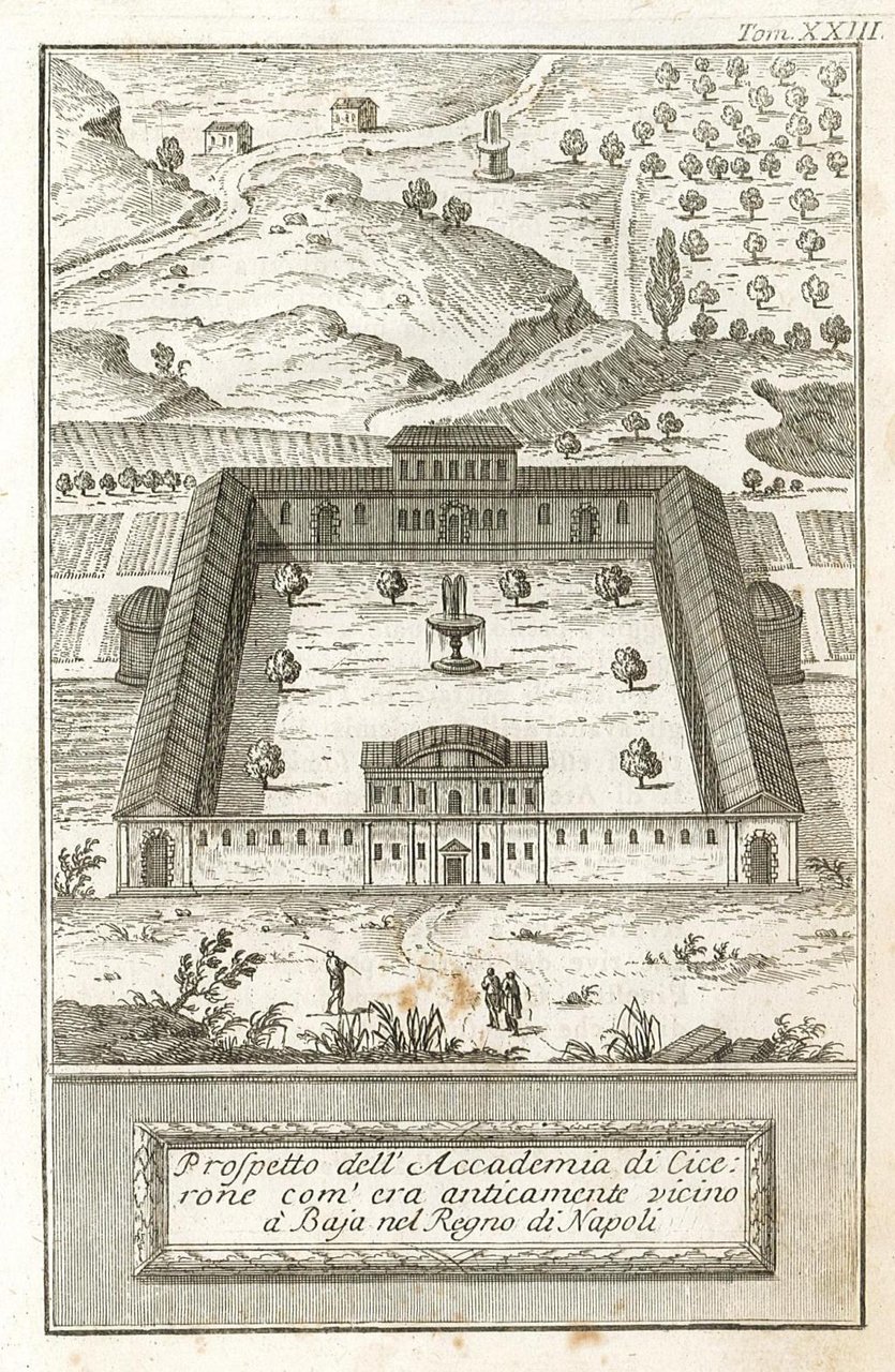 Prospetto dell'Accademia di Cicerone com'era anticamente vicino à Baja nel …