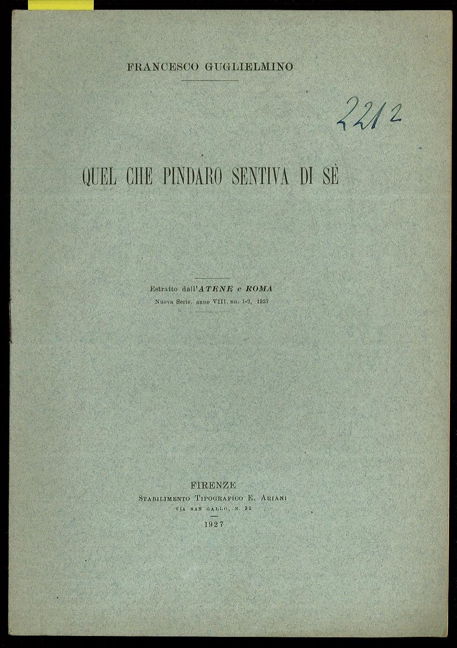 Quel che Pindaro sentiva di sè