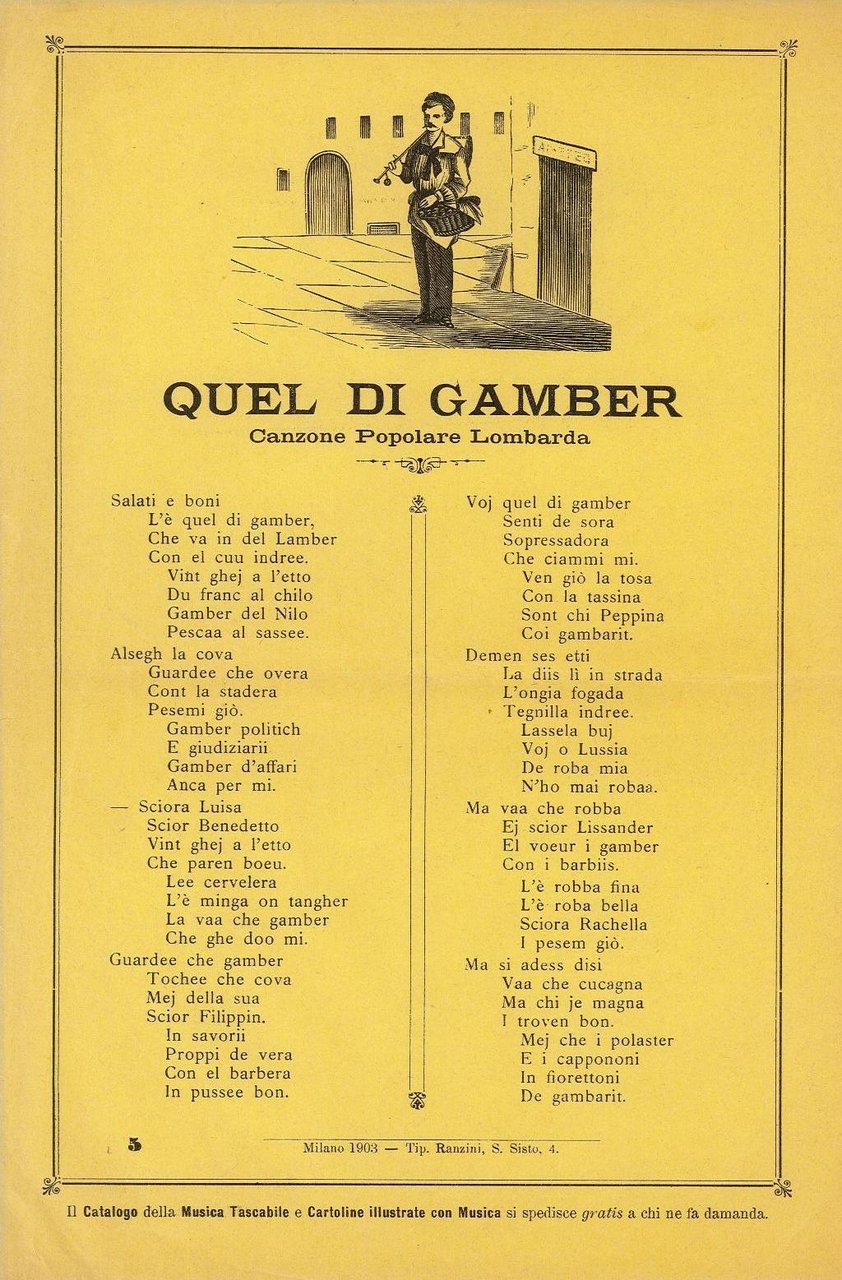 Quel di gamber - Canzone Popolare Lombarda