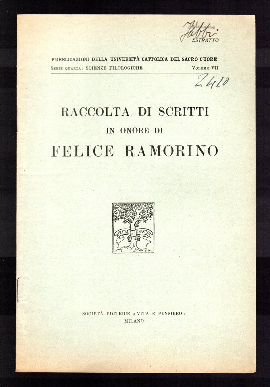 Raccolta di scritti in onore di Felice Ramorino