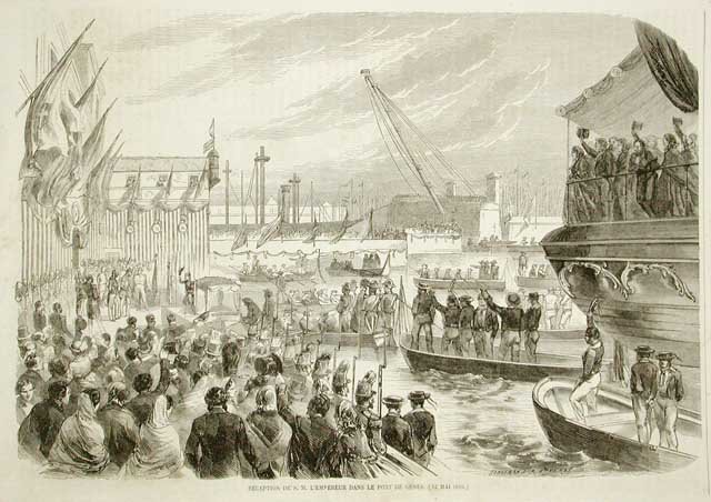 Recéption de S.M. l'Empereur dans le port de Genes (12 …