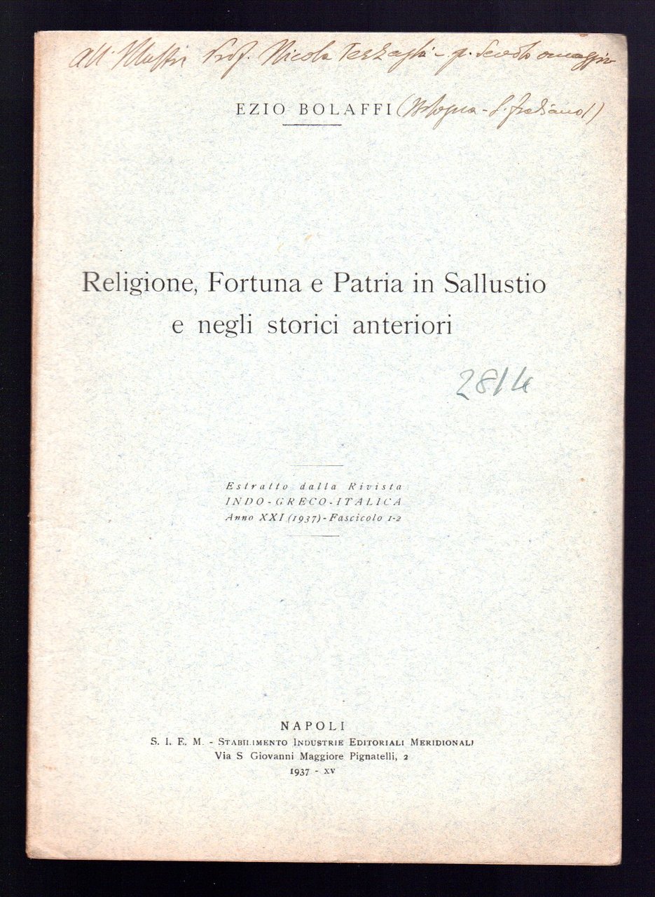 Religione, Fortuna e Patria in Sallustio e negli storici anteriori