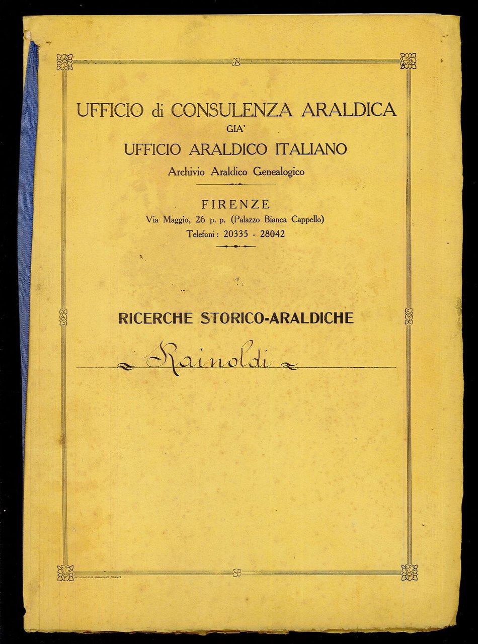 Ricerche storico araldiche Rainoldi | Immagine principale