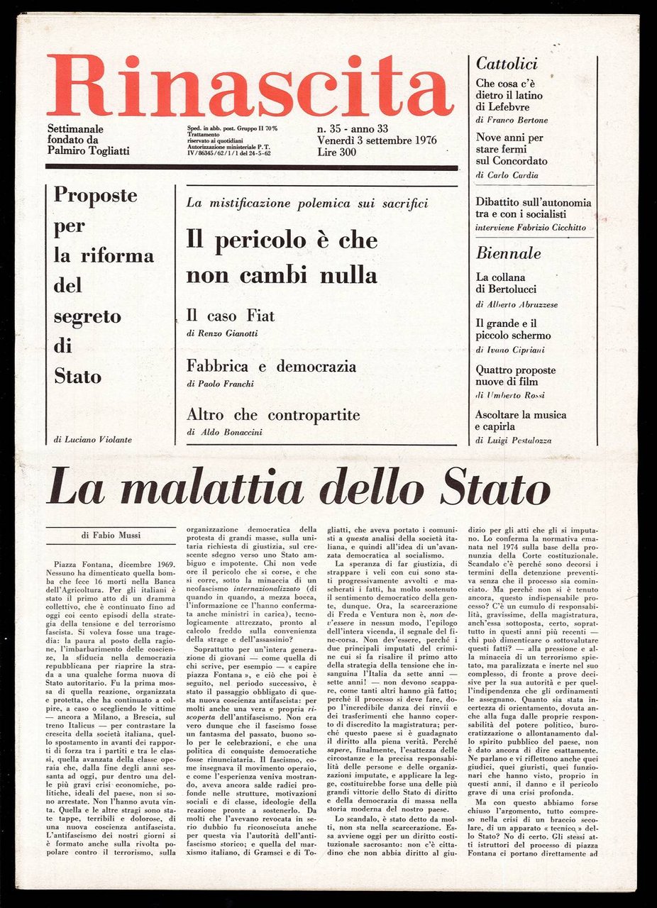 Rinascita Anno 33 n. 35 | Immagine principale