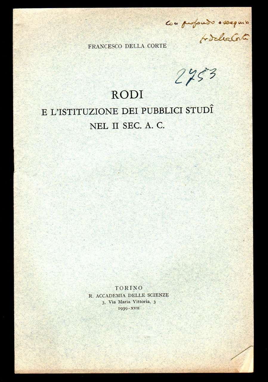 Rodi e l'istituzione dei Publici Studi nel II sec. a. …