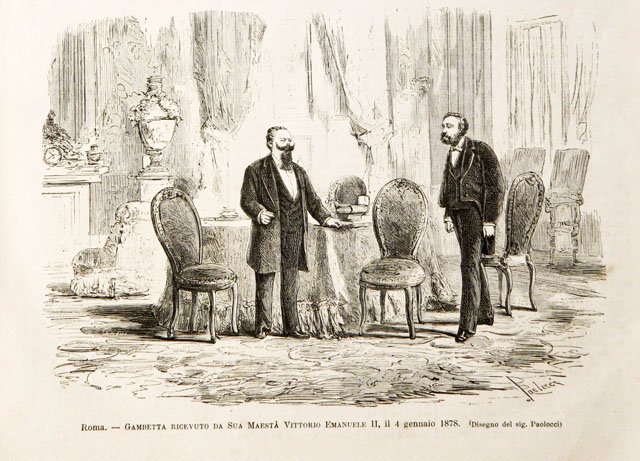 Roma.- Gambetta ricevuto da Sua Maestà Vittorio Emanuele II, il …