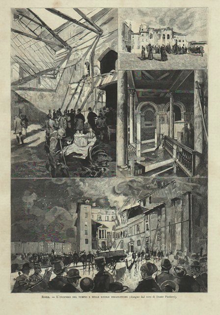 Roma - L’incendio del tempio e delle scuole israelitiche