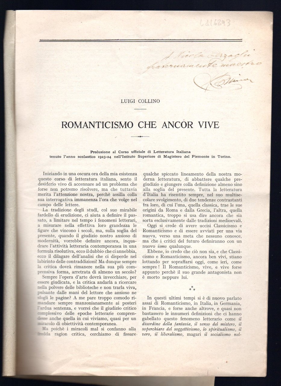 Romanticismo che ancor vive