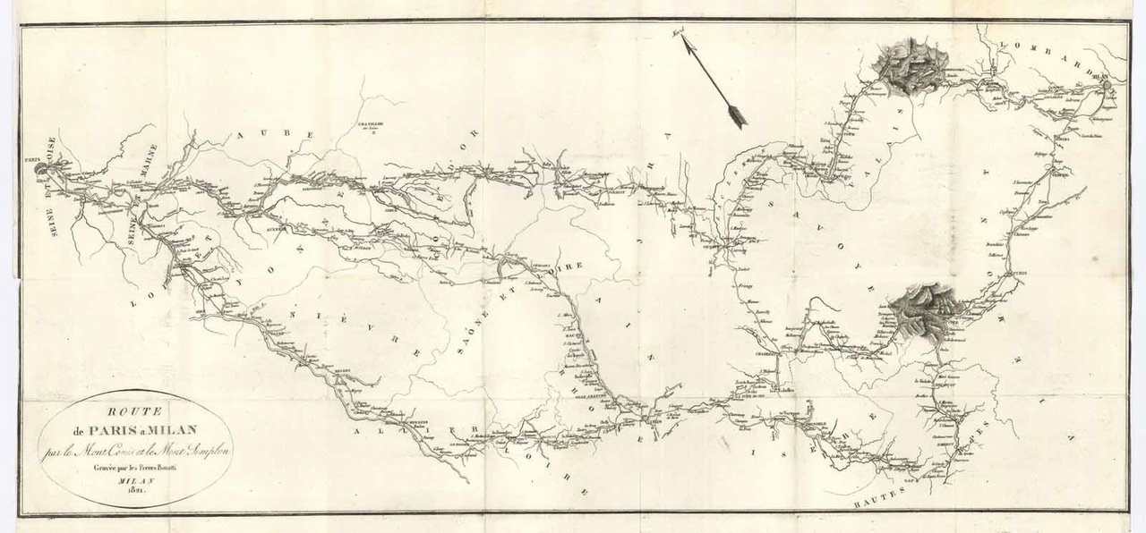Route de Paris a Milan par le Mont Cenis et …