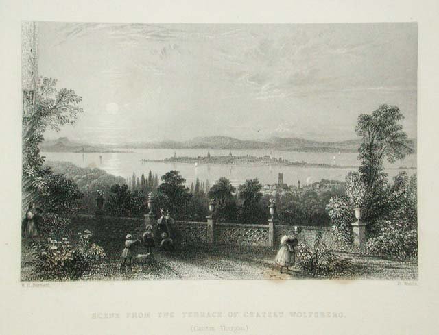 Scene from the terrace of Chateau Wolfsberg./ (Canton Thurgau)