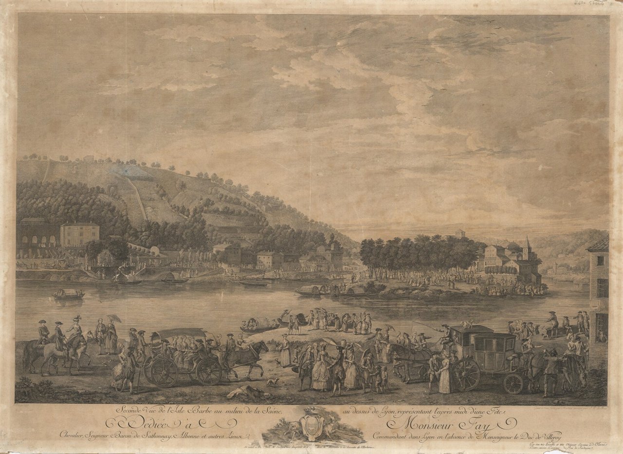 Seconde Vue de l'Isle Barbe au milieu de la Saone …