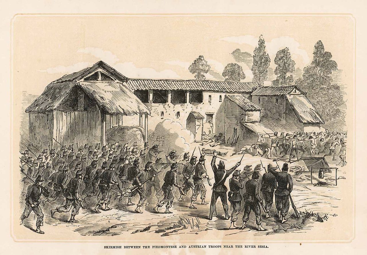 Skirmish between the piedmontese and austrian troops near the river …