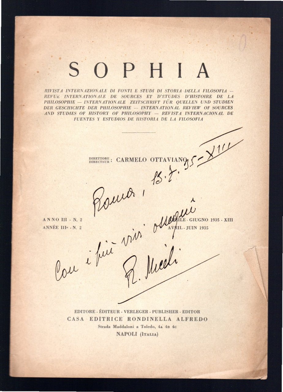 Sophia - Rivista internazionale di filosofia - Anno III, n. …