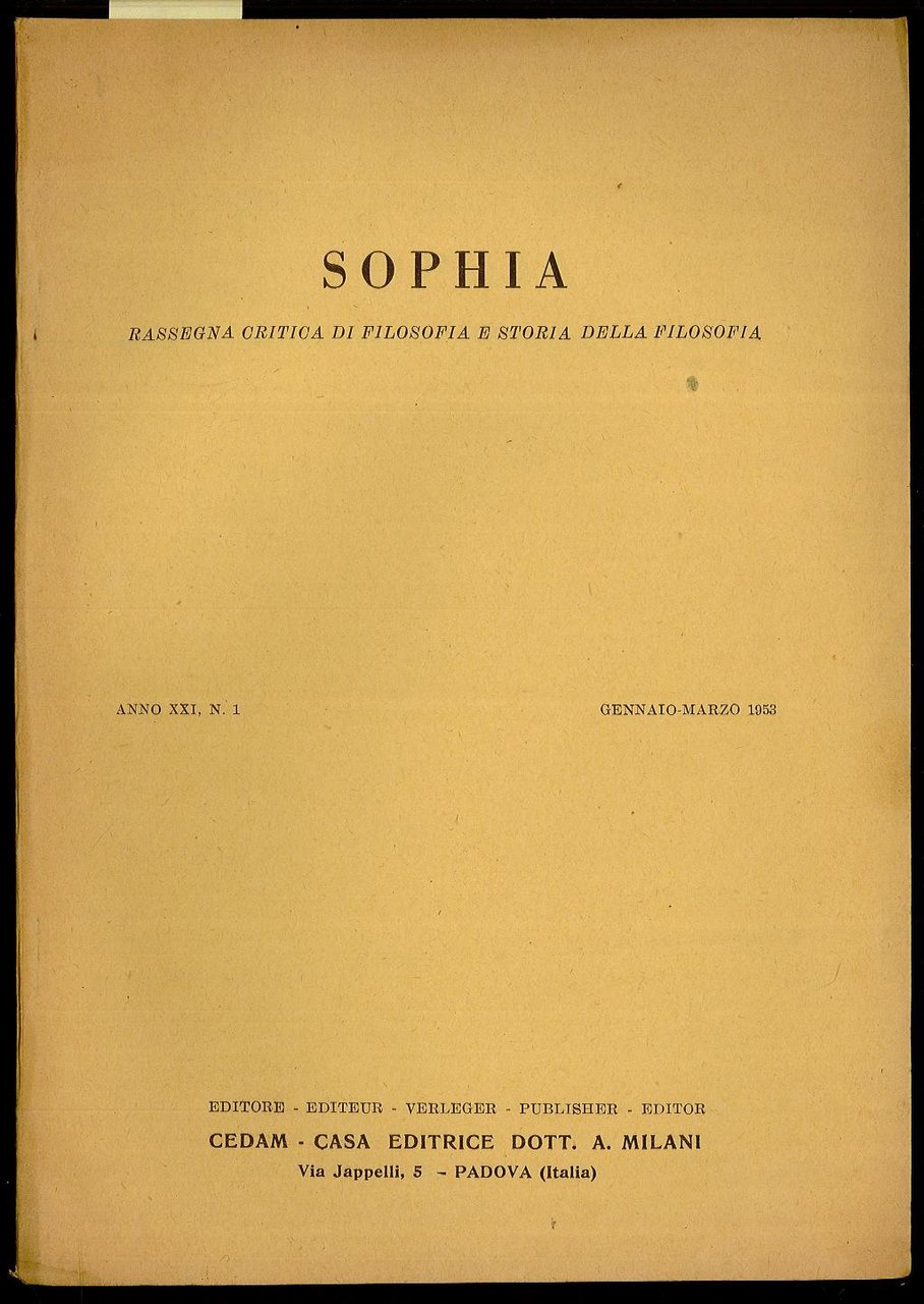 Sophia, rassegna critica di filosofia e storia della filosofia