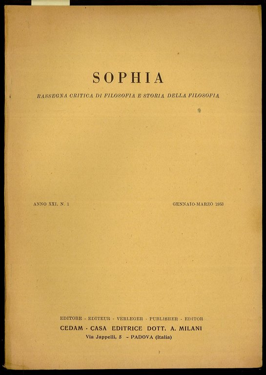 Sophia, rassegna critica di filosofia e storia della filosofia
